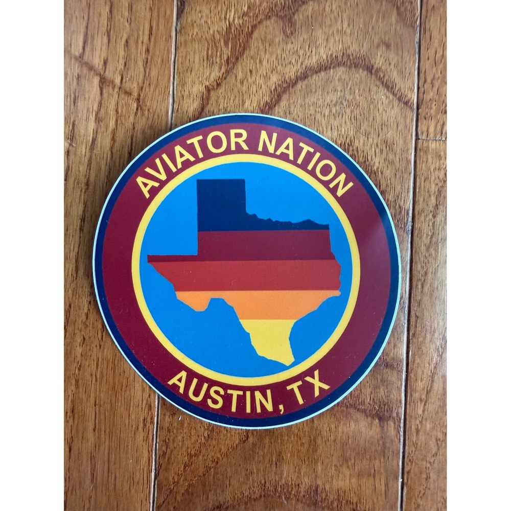 Aviator Nation Austin Texas Sticker Rainbow State Logo Retro Decal Burgundy Blue